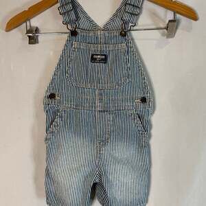 OshKosh Railroad Stripe Bib Shorts Overalls Toddler 24 months
